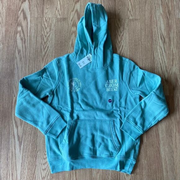 Abercrombie & Fitch Pullover Logo Hoodie Green 11/12 - Picture 1 of 9